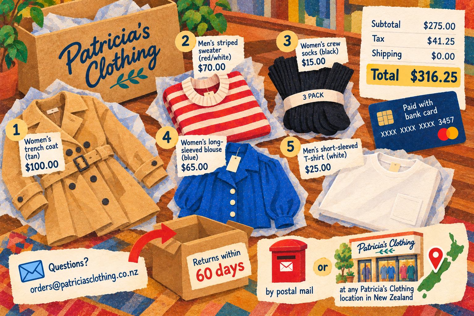 Patricia’s Clothing Order TOEICイラスト